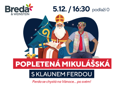 Popletená mikulášská s klaunem Ferdou